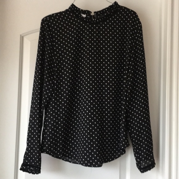 Black and white polka dot button back shirt - Picture 1 of 4